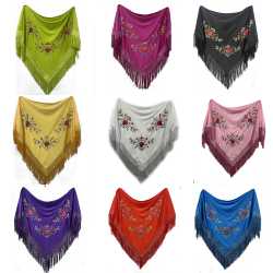 Manton Bordado en Flores Para Adulta. Mantones Flamenco Sevillana para fiesta (C)